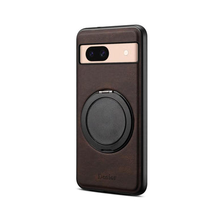 For Google Pixel 8a Denior A14 Skin Feel Rotating Holder MagSafe Phone Case(Brown) by Denior