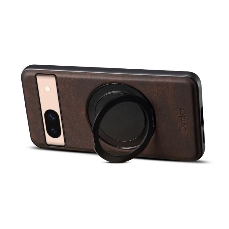 For Google Pixel 8a Denior A14 Skin Feel Rotating Holder MagSafe Phone Case(Brown) by Denior