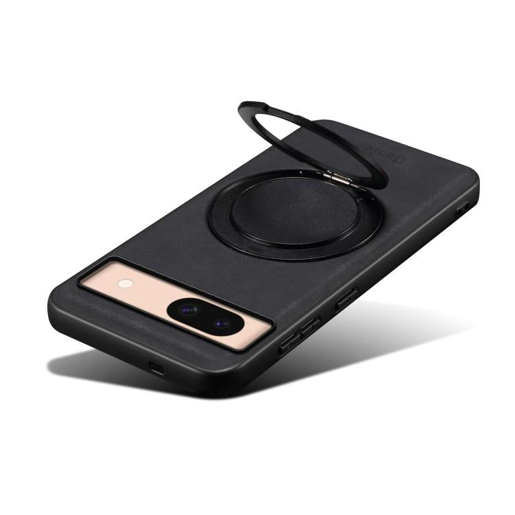 For Google Pixel 8a Denior A14 Skin Feel Rotating Holder MagSafe Phone Case(Black) by Denior