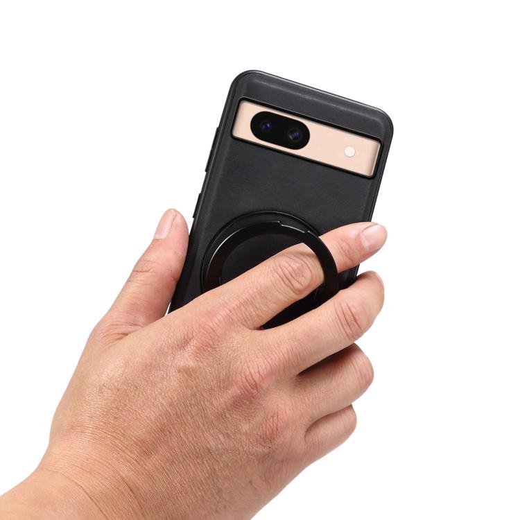For Google Pixel 8a Denior A14 Skin Feel Rotating Holder MagSafe Phone Case(Black) by Denior