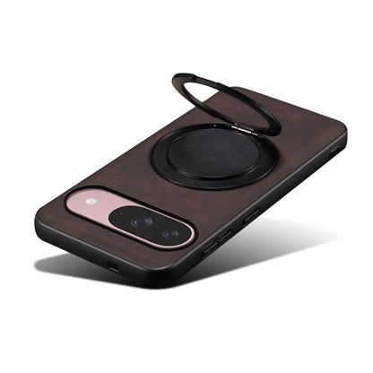 For Google Pixel 9 Denior A14 Skin Feel Rotating Holder MagSafe Phone Case(Brown) by Denior