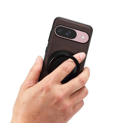 For Google Pixel 9 Denior A14 Skin Feel Rotating Holder MagSafe Phone Case(Brown) by Denior