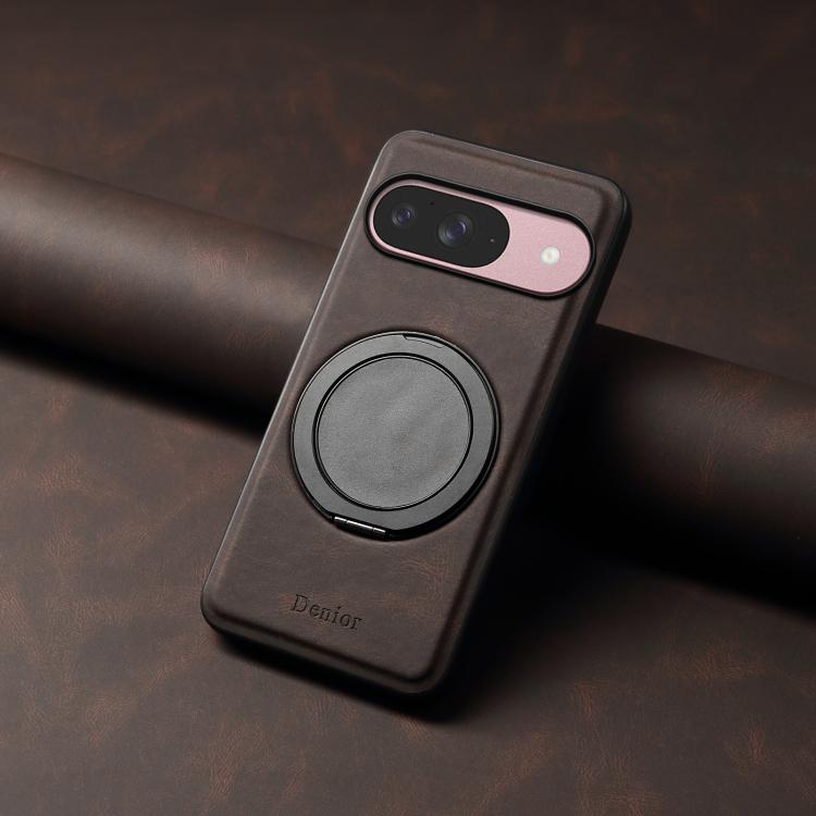 For Google Pixel 9 Denior A14 Skin Feel Rotating Holder MagSafe Phone Case(Brown) by Denior