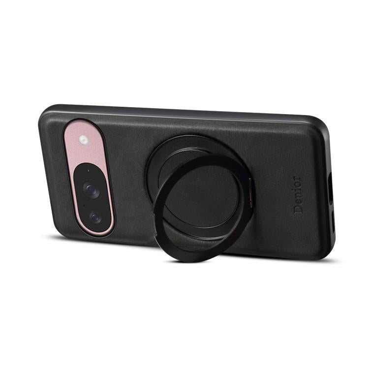 For Google Pixel 9 Denior A14 Skin Feel Rotating Holder MagSafe Phone Case(Black) by Denior