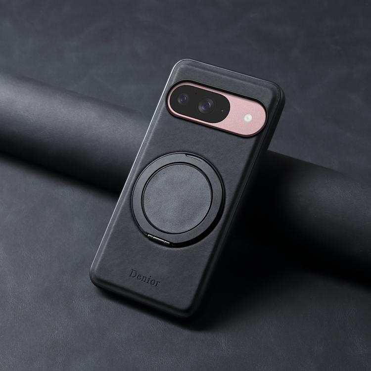 For Google Pixel 9 Denior A14 Skin Feel Rotating Holder MagSafe Phone Case(Black) by Denior