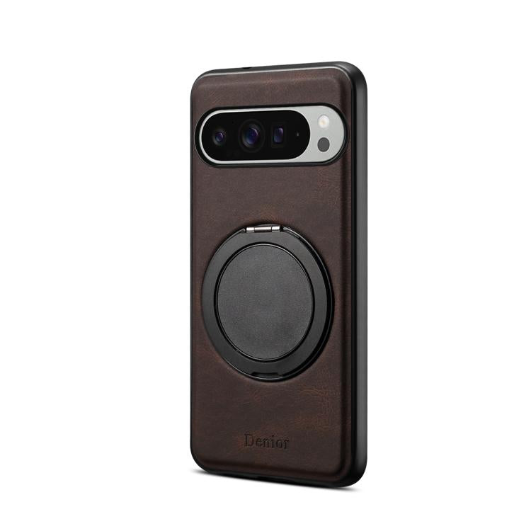 For Google Pixel 9 Pro XL Denior A14 Skin Feel Rotating Holder MagSafe Phone Case(Brown) by Denior