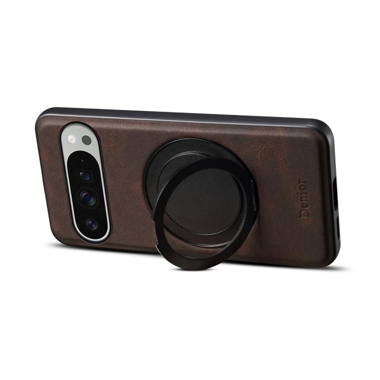 For Google Pixel 9 Pro XL Denior A14 Skin Feel Rotating Holder MagSafe Phone Case(Brown) by Denior