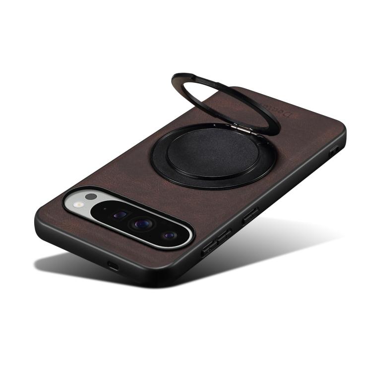For Google Pixel 9 Pro XL Denior A14 Skin Feel Rotating Holder MagSafe Phone Case(Brown) by Denior