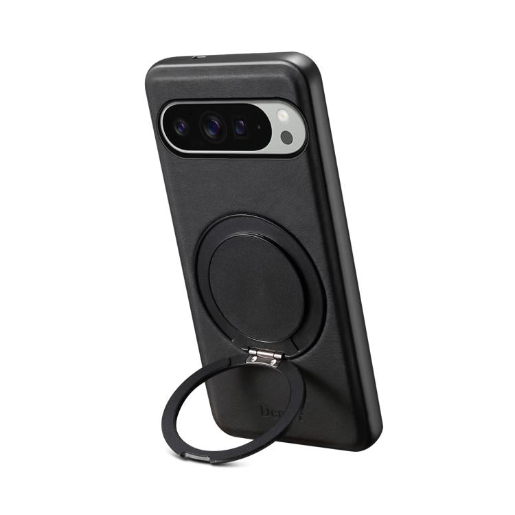 For Google Pixel 9 Pro XL Denior A14 Skin Feel Rotating Holder MagSafe Phone Case(Black) by Denior