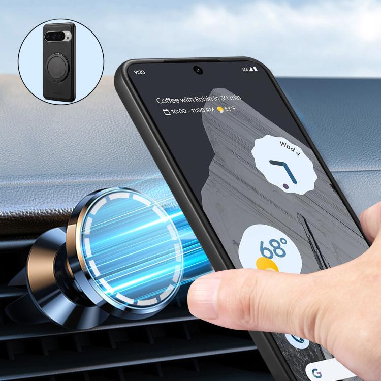 For Google Pixel 9 Pro XL Denior A14 Skin Feel Rotating Holder MagSafe Phone Case(Black) by Denior