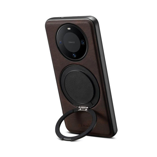For Huawei Mate 60 Denior A14 Skin Feel Rotating Holder MagSafe Phone Case(Brown) by Denior
