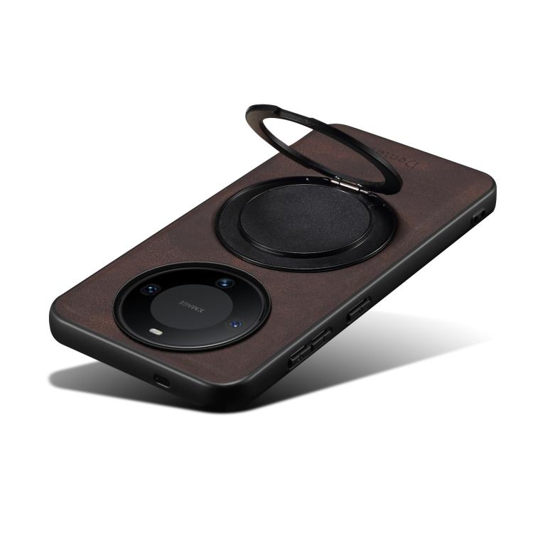 For Huawei Mate 60 Denior A14 Skin Feel Rotating Holder MagSafe Phone Case(Brown) by Denior