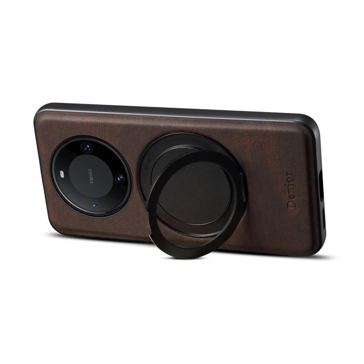 For Huawei Mate 60 Pro / 60 Pro+ Denior A14 Skin Feel Rotating Holder MagSafe Phone Case(Brown) by Denior