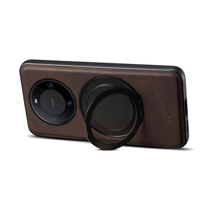 For Huawei Mate 60 Pro / 60 Pro+ Denior A14 Skin Feel Rotating Holder MagSafe Phone Case(Brown) by Denior