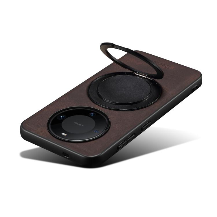 For Huawei Mate 60 Pro / 60 Pro+ Denior A14 Skin Feel Rotating Holder MagSafe Phone Case(Brown) by Denior