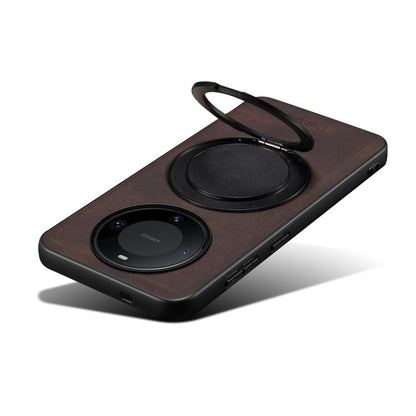 For Huawei Mate 60 Pro / 60 Pro+ Denior A14 Skin Feel Rotating Holder MagSafe Phone Case(Brown) by Denior