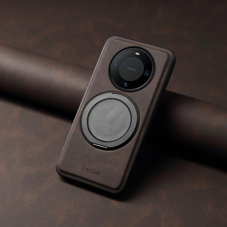 For Huawei Mate 60 Pro / 60 Pro+ Denior A14 Skin Feel Rotating Holder MagSafe Phone Case(Brown) by Denior