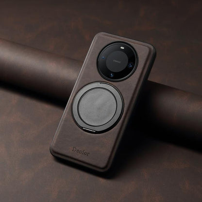 For Huawei Mate 60 Pro / 60 Pro+ Denior A14 Skin Feel Rotating Holder MagSafe Phone Case(Brown) by Denior