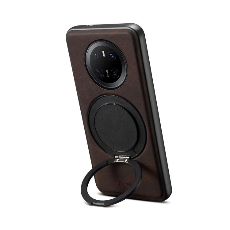 For Huawei Mate 70 Denior A14 Skin Feel Rotating Holder MagSafe Phone Case(Brown) by Denior