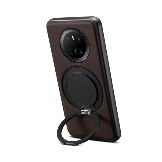 For Huawei Mate 70 Denior A14 Skin Feel Rotating Holder MagSafe Phone Case(Brown) by Denior