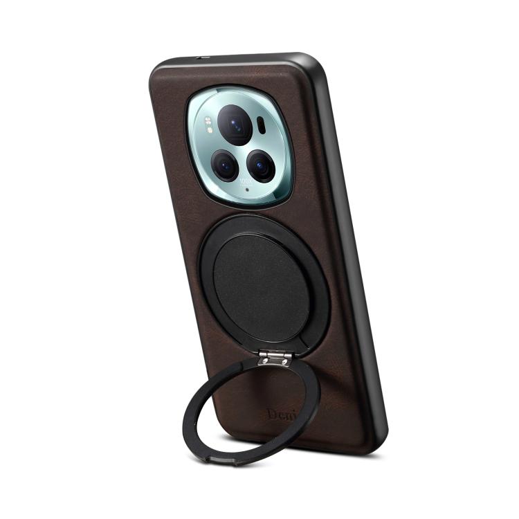 For Honor Magic6 Pro Denior A14 Skin Feel Rotating Holder MagSafe Phone Case(Brown) by Denior