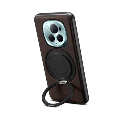 For Honor Magic6 Pro Denior A14 Skin Feel Rotating Holder MagSafe Phone Case(Brown) by Denior