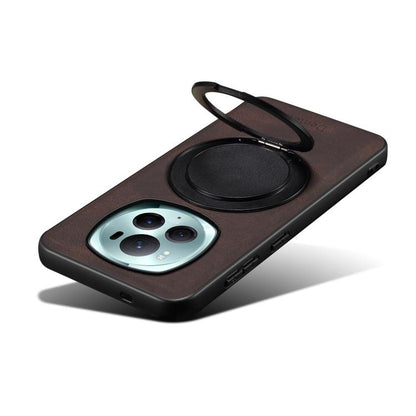 For Honor Magic6 Pro Denior A14 Skin Feel Rotating Holder MagSafe Phone Case(Brown) by Denior