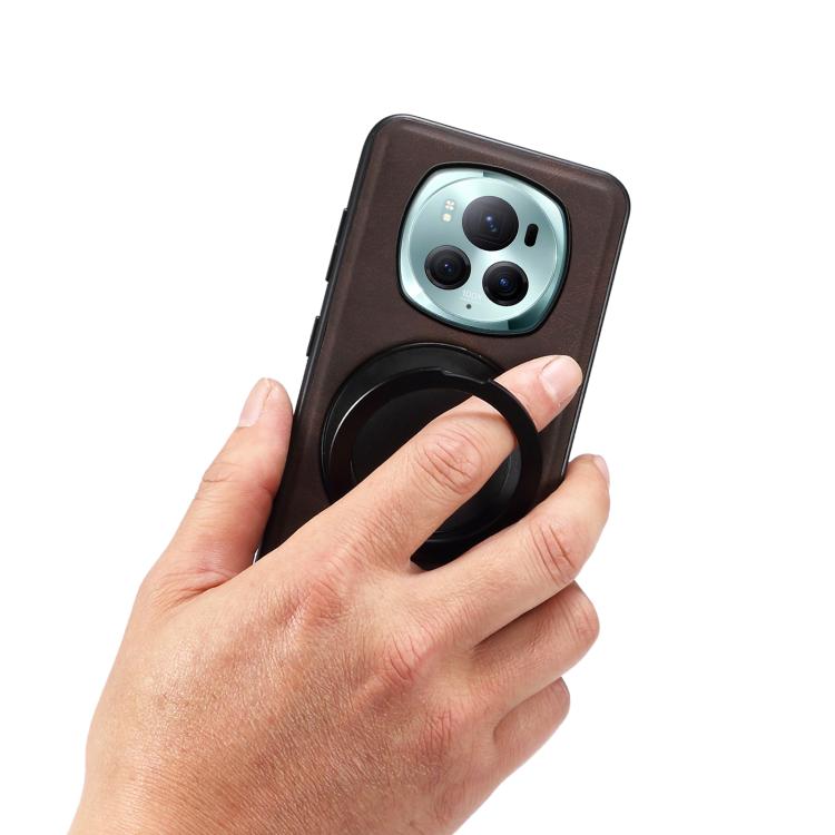 For Honor Magic6 Pro Denior A14 Skin Feel Rotating Holder MagSafe Phone Case(Brown) by Denior