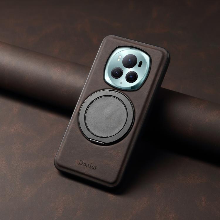 For Honor Magic6 Pro Denior A14 Skin Feel Rotating Holder MagSafe Phone Case(Brown) by Denior