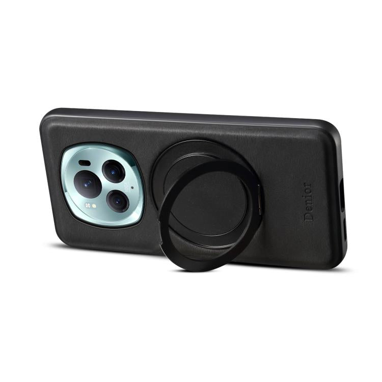 For Honor Magic6 Pro Denior A14 Skin Feel Rotating Holder MagSafe Phone Case(Black) by Denior