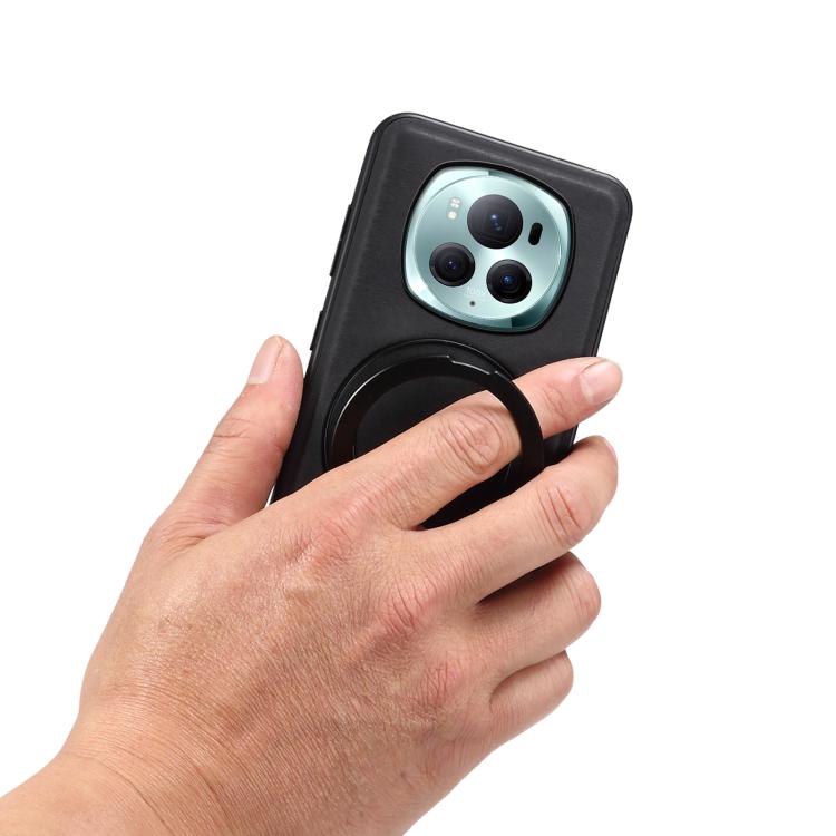 For Honor Magic6 Pro Denior A14 Skin Feel Rotating Holder MagSafe Phone Case(Black) by Denior