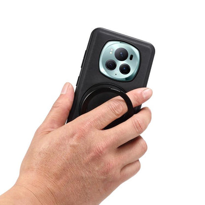 For Honor Magic6 Pro Denior A14 Skin Feel Rotating Holder MagSafe Phone Case(Black) by Denior