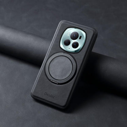 For Honor Magic6 Pro Denior A14 Skin Feel Rotating Holder MagSafe Phone Case(Black) by Denior