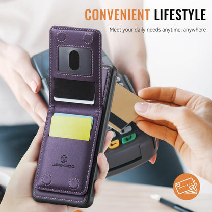 For Google Pixel 9 / 9 Pro JEEHOOD J06 British Style RFID MagSafe Card Bag PU Phone Case(Purple) by JEEHOOD