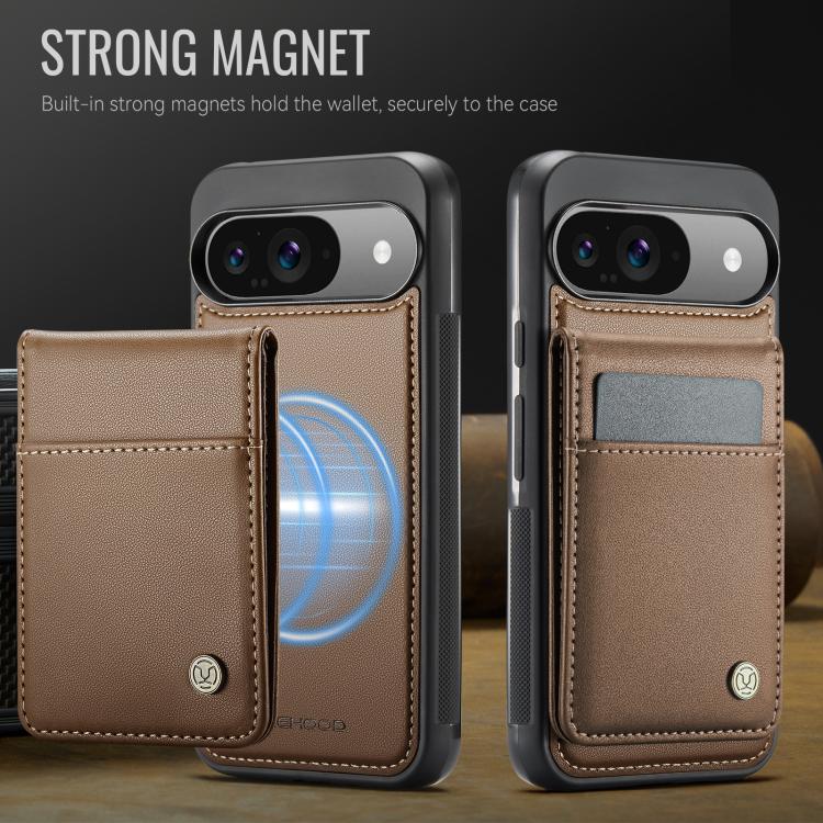 For Google Pixel 9 / 9 Pro JEEHOOD J06 British Style RFID MagSafe Card Bag PU Phone Case(Brown) by JEEHOOD