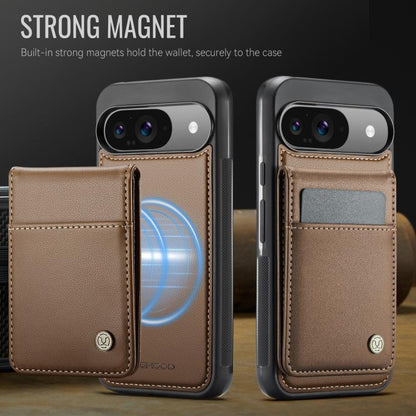 For Google Pixel 9 / 9 Pro JEEHOOD J06 British Style RFID MagSafe Card Bag PU Phone Case(Brown) by JEEHOOD