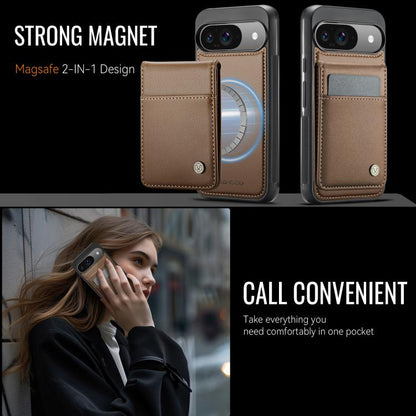 For Google Pixel 9 / 9 Pro JEEHOOD J06 British Style RFID MagSafe Card Bag PU Phone Case(Brown) by JEEHOOD