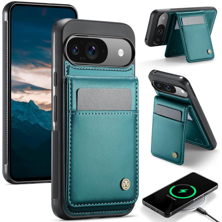 For Google Pixel 9 / 9 Pro JEEHOOD J06 British Style RFID MagSafe Card Bag PU Phone Case(Green) by JEEHOOD