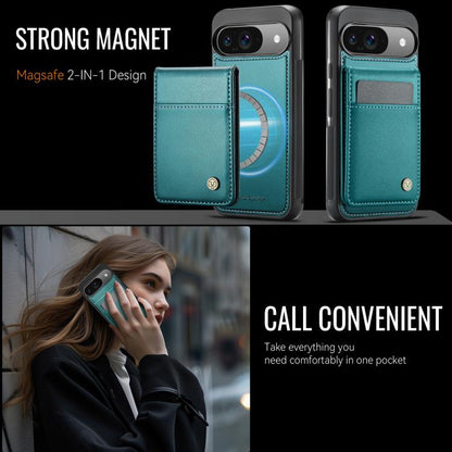 For Google Pixel 9 / 9 Pro JEEHOOD J06 British Style RFID MagSafe Card Bag PU Phone Case(Green) by JEEHOOD