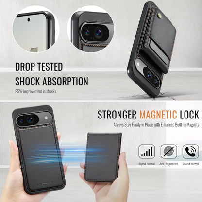 For Google Pixel 9 / 9 Pro JEEHOOD J06 British Style RFID MagSafe Card Bag PU Phone Case(Black) by JEEHOOD