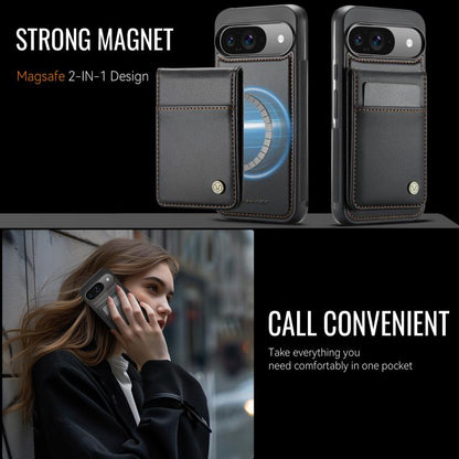 For Google Pixel 9 / 9 Pro JEEHOOD J06 British Style RFID MagSafe Card Bag PU Phone Case(Black) by JEEHOOD