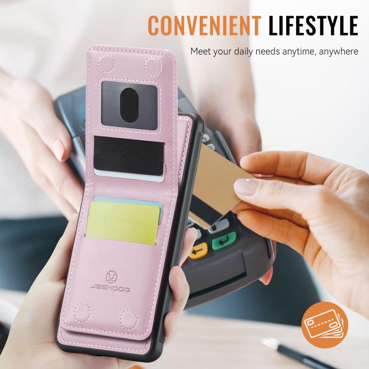 For Google Pixel 9 / 9 Pro JEEHOOD J06 British Style RFID MagSafe Card Bag PU Phone Case(Pink) by JEEHOOD