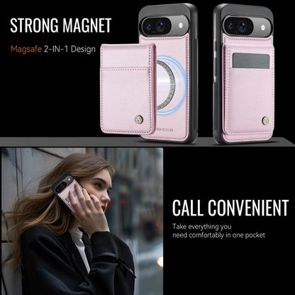 For Google Pixel 9 / 9 Pro JEEHOOD J06 British Style RFID MagSafe Card Bag PU Phone Case(Pink) by JEEHOOD