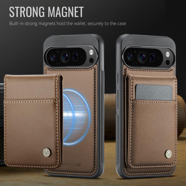 For Google Pixel 9 Pro XL JEEHOOD J06 British Style RFID MagSafe Card Bag PU Phone Case(Brown) by JEEHOOD