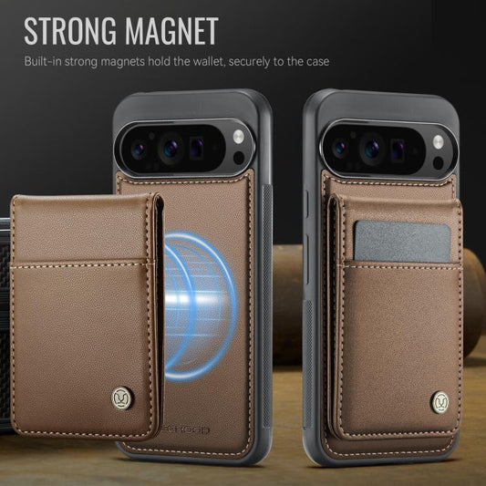 For Google Pixel 9 Pro XL JEEHOOD J06 British Style RFID MagSafe Card Bag PU Phone Case(Brown) by JEEHOOD