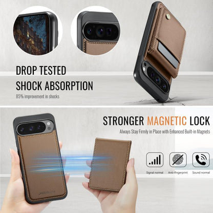 For Google Pixel 9 Pro XL JEEHOOD J06 British Style RFID MagSafe Card Bag PU Phone Case(Brown) by JEEHOOD