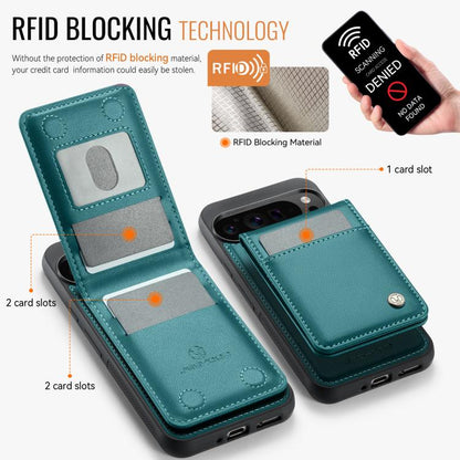 For Google Pixel 9 Pro XL JEEHOOD J06 British Style RFID MagSafe Card Bag PU Phone Case(Green) by JEEHOOD