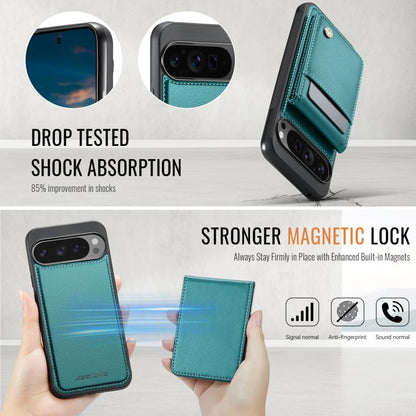 For Google Pixel 9 Pro XL JEEHOOD J06 British Style RFID MagSafe Card Bag PU Phone Case(Green) by JEEHOOD