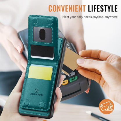 For Google Pixel 9 Pro XL JEEHOOD J06 British Style RFID MagSafe Card Bag PU Phone Case(Green) by JEEHOOD