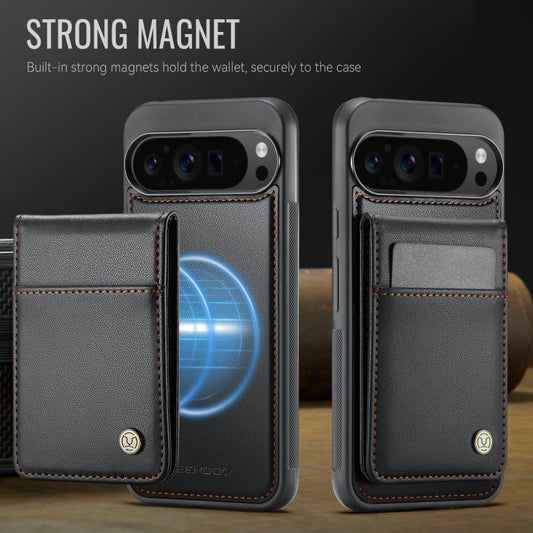 For Google Pixel 9 Pro XL JEEHOOD J06 British Style RFID MagSafe Card Bag PU Phone Case(Black) by JEEHOOD